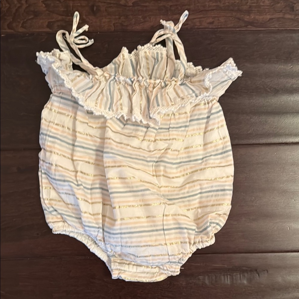 Dylan and Abby Baby Girls! Striped Ruffle Baby Bubble Romper! Worn one time!